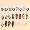 imageBABALAL Press on Nails Medium Almond Fake Nails Spider Web Gothic Glue on Brown Orange Fall Acrylic Halloween Design 24Pcs Glossy Full Cover False NailsBNS11