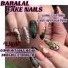 imageBABALAL Press on Nails Medium Almond Fake Nails Spider Web Gothic Glue on Brown Orange Fall Acrylic Halloween Design 24Pcs Glossy Full Cover False NailsBNS16