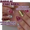 imageBABALAL Press on Nails Medium Almond Fake Nails Spider Web Gothic Glue on Brown Orange Fall Acrylic Halloween Design 24Pcs Glossy Full Cover False NailsBNS17
