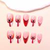 imageBABALAL Press on Nails Medium Almond Fake Nails Spider Web Gothic Glue on Brown Orange Fall Acrylic Halloween Design 24Pcs Glossy Full Cover False NailsBNS14