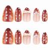 imageBABALAL Press on Nails Medium Almond Fake Nails Spider Web Gothic Glue on Brown Orange Fall Acrylic Halloween Design 24Pcs Glossy Full Cover False NailsBNR12browndot