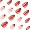 imageBABALAL Press on Nails Medium Almond Fake Nails Spider Web Gothic Glue on Brown Orange Fall Acrylic Halloween Design 24Pcs Glossy Full Cover False NailsBNR12browndot