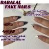 imageBABALAL Press on Nails Medium Almond Fake Nails Spider Web Gothic Glue on Brown Orange Fall Acrylic Halloween Design 24Pcs Glossy Full Cover False NailsBNS15