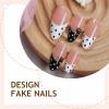 imageBABALAL Press on Nails Medium Almond Fake Nails Spider Web Gothic Glue on Brown Orange Fall Acrylic Halloween Design 24Pcs Glossy Full Cover False NailsBNS15