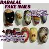 imageBABALAL Press on Nails Medium Almond Fake Nails Spider Web Gothic Glue on Brown Orange Fall Acrylic Halloween Design 24Pcs Glossy Full Cover False NailsBNS05cat