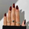 imageBABALAL Press on Nails Medium Almond Fake Nails Spider Web Gothic Glue on Brown Orange Fall Acrylic Halloween Design 24Pcs Glossy Full Cover False NailsBNS08