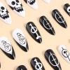 imageBABALAL Press on Nails Medium Almond Fake Nails Spider Web Gothic Glue on Brown Orange Fall Acrylic Halloween Design 24Pcs Glossy Full Cover False NailsBNS11