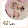 imageBABALAL Press on Nails Medium Almond Fake Nails Spider Web Gothic Glue on Brown Orange Fall Acrylic Halloween Design 24Pcs Glossy Full Cover False NailsBNS05