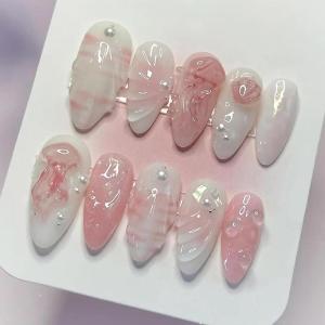 imageBABALAL Press on Nails Medium Almond Fake Nails Spider Web Gothic Glue on Brown Orange Fall Acrylic Halloween Design 24Pcs Glossy Full Cover False NailsBNS02