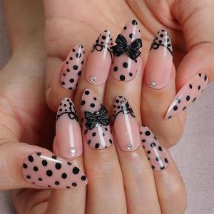 imageBABALAL Press on Nails Medium Almond Fake Nails Spider Web Gothic Glue on Brown Orange Fall Acrylic Halloween Design 24Pcs Glossy Full Cover False NailsBNS05