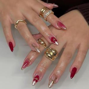 imageBABALAL Press on Nails Medium Almond Fake Nails Spider Web Gothic Glue on Brown Orange Fall Acrylic Halloween Design 24Pcs Glossy Full Cover False NailsBNS06