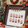 imageBABALA Christmas Press on False Nails Short Square 24Pcs Festive Red Gift Santa Hat Fake Nails Reusable French Tip Glueon Acrylic for Women Holiday Party Cute Xmas Artificial Nails Set