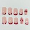 imageBABALA Christmas Press on False Nails Short Square 24Pcs Festive Red Gift Santa Hat Fake Nails Reusable French Tip Glueon Acrylic for Women Holiday Party Cute Xmas Artificial Nails Set