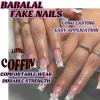 imageBABALAL Coffin Press On Nails Long Fake Nails Brown Fall Flower Acrylic Glossy 24Pcs Reusable Full Cover False NailsFNT01Bowflower