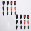 imageBABALAL Coffin Press On Nails Long Fake Nails Brown Fall Flower Acrylic Glossy 24Pcs Reusable Full Cover False NailsFNT01black