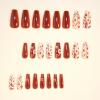 imageBABALAL Coffin Press On Nails Long Fake Nails Brown Fall Flower Acrylic Glossy 24Pcs Reusable Full Cover False NailsFNT01brown