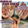 imageBABALAL Coffin Press On Nails Long Fake Nails Brown Fall Flower Acrylic Glossy 24Pcs Reusable Full Cover False NailsFNT01polkadot