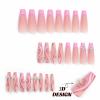 imageBABALAL Coffin Press On Nails Long Fake Nails Brown Fall Flower Acrylic Glossy 24Pcs Reusable Full Cover False NailsFNT03pink