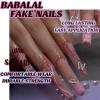 imageBABALAL Coffin Press On Nails Long Fake Nails Brown Fall Flower Acrylic Glossy 24Pcs Reusable Full Cover False NailsFNT03pink