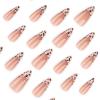 imageBABALAL Coffin Press On Nails Long Fake Nails Brown Fall Flower Acrylic Glossy 24Pcs Reusable Full Cover False NailsFNT06cheetah