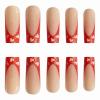 imageBABALAL Coffin Press On Nails Long Fake Nails Brown Fall Flower Acrylic Glossy 24Pcs Reusable Full Cover False NailsFNT07heart