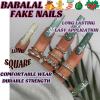 imageBABALAL Coffin Press On Nails Long Fake Nails Brown Fall Flower Acrylic Glossy 24Pcs Reusable Full Cover False NailsFNT11green