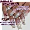 imageBABALAL Duck Nails Press on Short Fake Nails Black Pink Glue on Star Charm Y2k Stick on Acrylic 24Pcs Duck Bill Gothic Manicure Reusable Artificial Full Cover False NailFNDU311