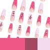 imageBABALAL Duck Nails Press on Short Fake Nails Black Pink Glue on Star Charm Y2k Stick on Acrylic 24Pcs Duck Bill Gothic Manicure Reusable Artificial Full Cover False NailFNDU304