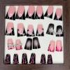 imageBABALAL Duck Nails Press on Short Fake Nails Black Pink Glue on Star Charm Y2k Stick on Acrylic 24Pcs Duck Bill Gothic Manicure Reusable Artificial Full Cover False NailFNDU308pinkblack