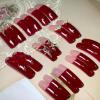 imageBABALAL Duck Nails Press on Short Fake Nails Black Pink Glue on Star Charm Y2k Stick on Acrylic 24Pcs Duck Bill Gothic Manicure Reusable Artificial Full Cover False NailFNDU307redcurved