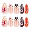 imageBABALAL Gothic Press on Nails Black Red Fake Nails  Almond Medium Acrylic 24Pcs Glossy Manicure Full Cover False NailsFNZ19brown