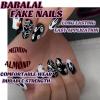 imageBABALAL Long Press on Nails Square Fake Nails Black White Gothic Glue ons Polka Dot Design Ghost Horror Halloween Pumpkin Bow Charm Trendy 24Pcs Glossy Acrylic False NailsANHA201ghost