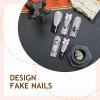 imageBABALAL Long Press on Nails Square Fake Nails Black White Gothic Glue ons Polka Dot Design Ghost Horror Halloween Pumpkin Bow Charm Trendy 24Pcs Glossy Acrylic False NailsANHA201polkadot