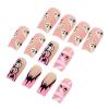 imageBABALAL Long Press on Nails Square Fake Nails Black White Gothic Glue ons Polka Dot Design Ghost Horror Halloween Pumpkin Bow Charm Trendy 24Pcs Glossy Acrylic False NailsANHA201pink