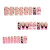 imageBABALAL Long Press on Nails Square Fake Nails Black White Gothic Glue ons Polka Dot Design Ghost Horror Halloween Pumpkin Bow Charm Trendy 24Pcs Glossy Acrylic False NailsANHA201pink