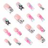 imageBABALAL Long Press on Nails Square Fake Nails Black White Gothic Glue ons Polka Dot Design Ghost Horror Halloween Pumpkin Bow Charm Trendy 24Pcs Glossy Acrylic False NailsANHA201cute