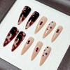 imageBABALAL Long Press on Nails Square Fake Nails Black White Gothic Glue ons Polka Dot Design Ghost Horror Halloween Pumpkin Bow Charm Trendy 24Pcs Glossy Acrylic False NailsANHA201spooky