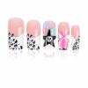 imageBABALAL Long Press on Nails Square Fake Nails Black White Gothic Glue ons Polka Dot Design Ghost Horror Halloween Pumpkin Bow Charm Trendy 24Pcs Glossy Acrylic False NailsANHA201cute