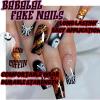 imageBABALAL Long Press on Nails Square Fake Nails Black White Gothic Glue ons Polka Dot Design Ghost Horror Halloween Pumpkin Bow Charm Trendy 24Pcs Glossy Acrylic False NailsANHA201