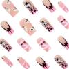 imageBABALAL Long Press on Nails Square Fake Nails Black White Gothic Glue ons Polka Dot Design Ghost Horror Halloween Pumpkin Bow Charm Trendy 24Pcs Glossy Acrylic False NailsANHA201pink