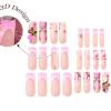 imageBABALAL Pink Press on Nails French Tip Fake Nails  Long Square Ombre Zebra Print French Tip with Charm 3D Flower Handmade 24Pcs Glossy Full Cover Acrylic False NailsCRJL02pink