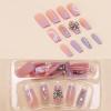 imageBABALAL Pink Press on Nails French Tip Fake Nails  Long Square Ombre Zebra Print French Tip with Charm 3D Flower Handmade 24Pcs Glossy Full Cover Acrylic False NailsCRJL07purple
