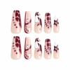 imageBABALAL Pink Press on Nails French Tip Fake Nails  Long Square Ombre Zebra Print French Tip with Charm 3D Flower Handmade 24Pcs Glossy Full Cover Acrylic False NailsCRJL181star