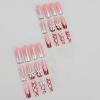 imageBABALAL Pink Press on Nails French Tip Fake Nails  Long Square Ombre Zebra Print French Tip with Charm 3D Flower Handmade 24Pcs Glossy Full Cover Acrylic False NailsCRJL02red
