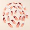 imageBABALAL Pink Press on Nails French Tip Fake Nails  Long Square Ombre Zebra Print French Tip with Charm 3D Flower Handmade 24Pcs Glossy Full Cover Acrylic False NailsCRJL04heart