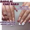 imageBABALAL Pink Press on Nails French Tip Fake Nails  Long Square Ombre Zebra Print French Tip with Charm 3D Flower Handmade 24Pcs Glossy Full Cover Acrylic False NailsCRJL04heart