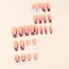imageBABALAL Pink Press on Nails French Tip Fake Nails  Long Square Ombre Zebra Print French Tip with Charm 3D Flower Handmade 24Pcs Glossy Full Cover Acrylic False NailsCRJL04heart