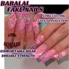 imageBABALAL Pink Press on Nails French Tip Fake Nails  Long Square Ombre Zebra Print French Tip with Charm 3D Flower Handmade 24Pcs Glossy Full Cover Acrylic False NailsCRJL02pink
