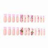 imageBABALAL Pink Press on Nails French Tip Fake Nails  Long Square Ombre Zebra Print French Tip with Charm 3D Flower Handmade 24Pcs Glossy Full Cover Acrylic False NailsCRJL02pink