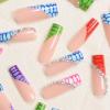 imageBABALAL Pink Press on Nails French Tip Fake Nails  Long Square Ombre Zebra Print French Tip with Charm 3D Flower Handmade 24Pcs Glossy Full Cover Acrylic False NailsCRJL07colorful